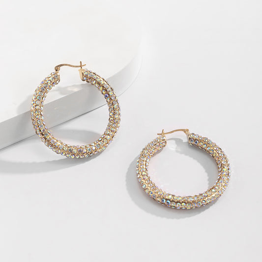 Simple Style Geometric Plating Alloy Artificial Gemstones Earrings