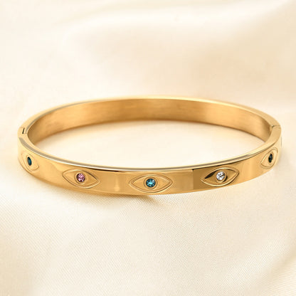 Wholesale Simple Style Devil's Eye Solid Color Stainless Steel Plating 18k Gold Plated Bangle