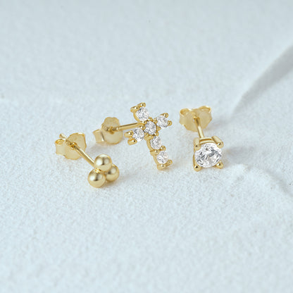 1 Set Simple Style Star Butterfly Plating Sterling Silver Ear Studs