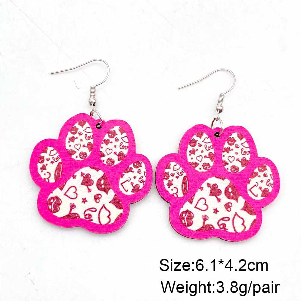 1 Pair Lady Simple Style Letter Heart Shape Wood Earrings