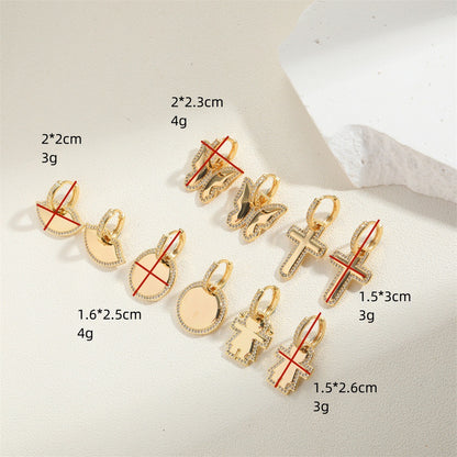 European and American new small and exquisite, retro Korean Internet celebrity cross design earrings, versatile, light luxury zircon earrings women