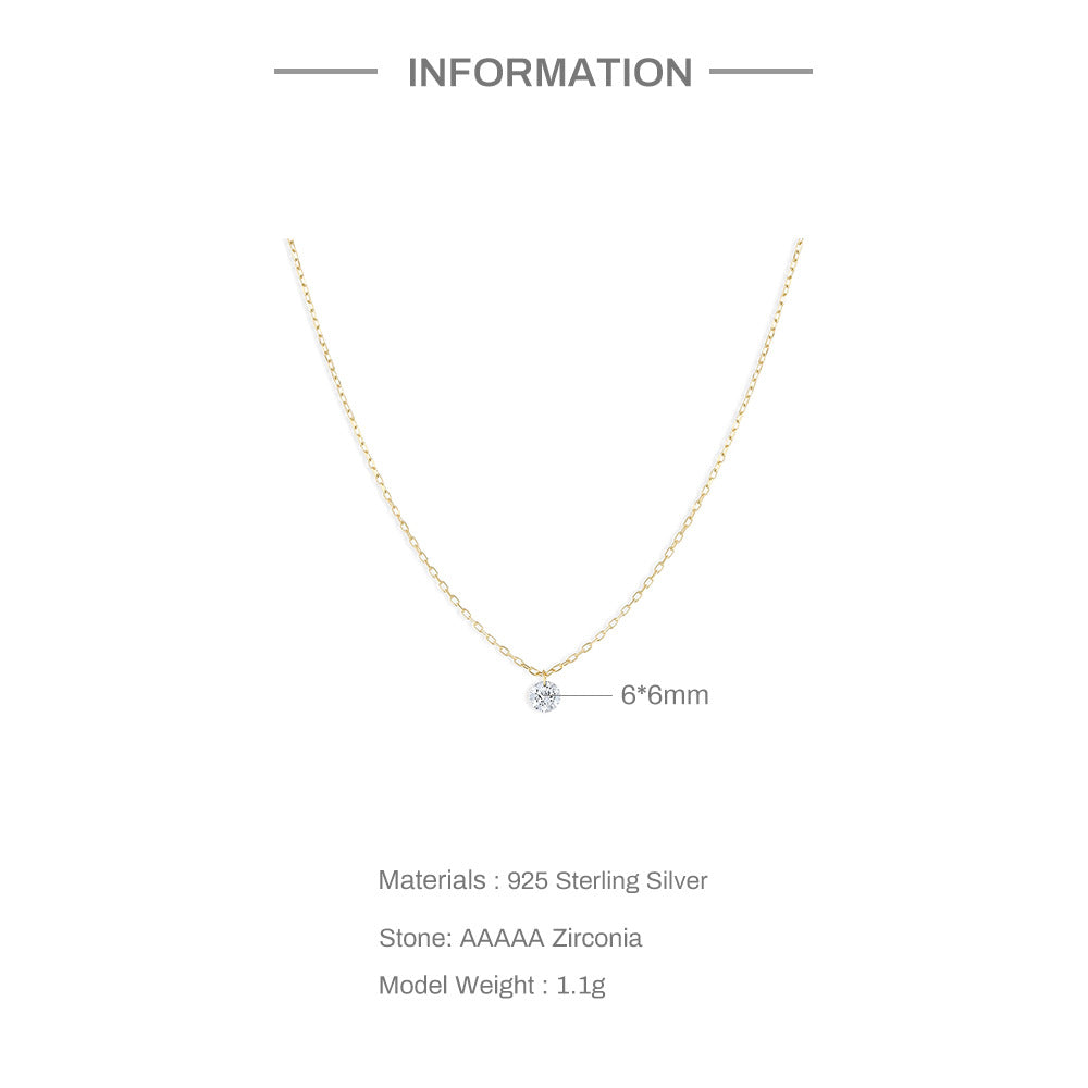 Fashion Geometric Sterling Silver Inlay Zircon Pendant Necklace 1 Piece