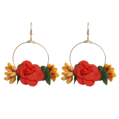 Ethnic Style Flower Cloth No Inlaid Earrings