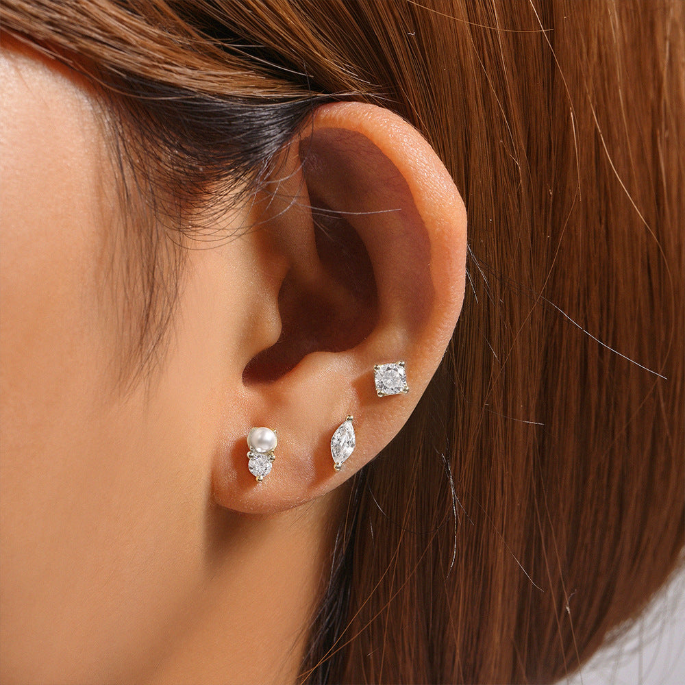 1 Set Simple Style Star Butterfly Plating Sterling Silver Ear Studs