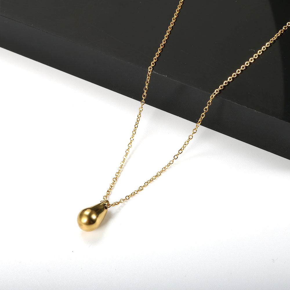 Simple Style Water Droplets Titanium Steel Plating 18k Gold Plated Pendant Necklace