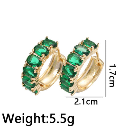 1 Pair Fashion Geometric Copper Inlaid Zircon Earrings