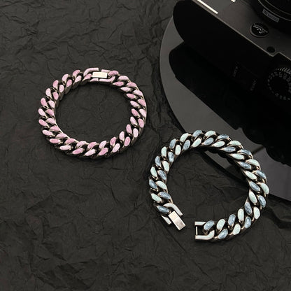 Titanium Steel Hip-Hop Geometric Solid Color Enamel Chain Bracelets