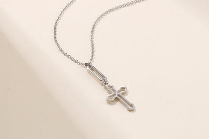 Fashion Long Cross Necklace Earrings Clavicle Chain Jewelry Set