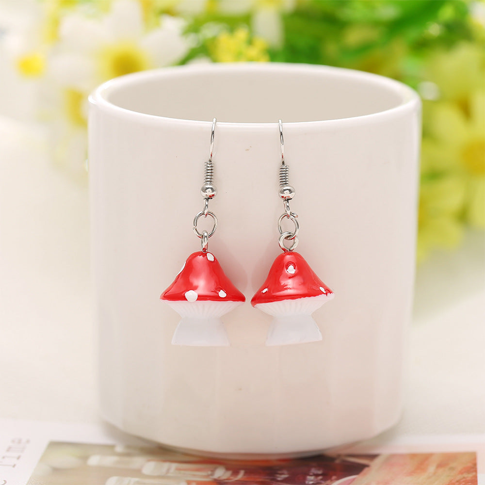 New Creative Simple Fashion Style  Pastoral Mushroom Earrings