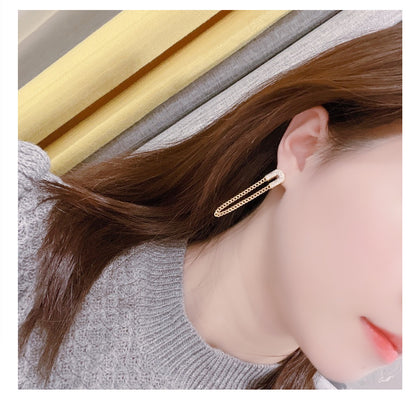 Sweet Geometric Copper Tassel Plating Zircon Drop Earrings 1 Pair