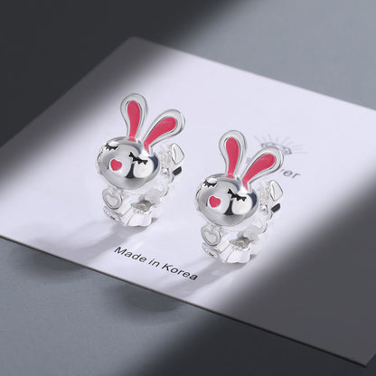 1 Pair Cute Rabbit Copper Enamel Earrings
