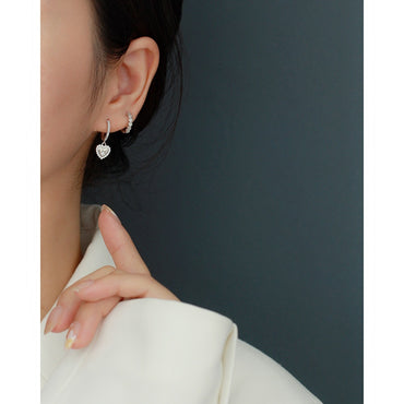 1 Pair Fashion Heart Shape Sterling Silver Inlaid Zircon Drop Earrings Earrings