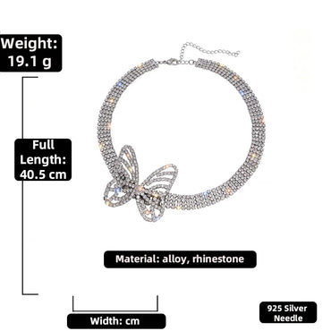 Rhinestone Butterfly Thick Chain Korean Style Short Necklace Wholesale Jewelry Gooddiy