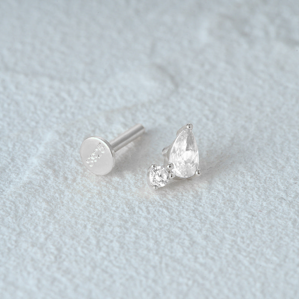 1 Piece Simple Style Geometric Plating Sterling Silver Zircon Ear Studs