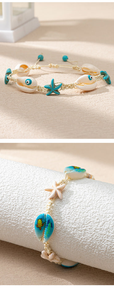 1 Piece Fashion Tortoise Cross Starfish Rope Shell Knitting Women's Bracelets Necklace
