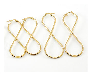 Simple Style 8 Number Stainless Steel Drop Earrings Gold Plated Stainless Steel Earrings
