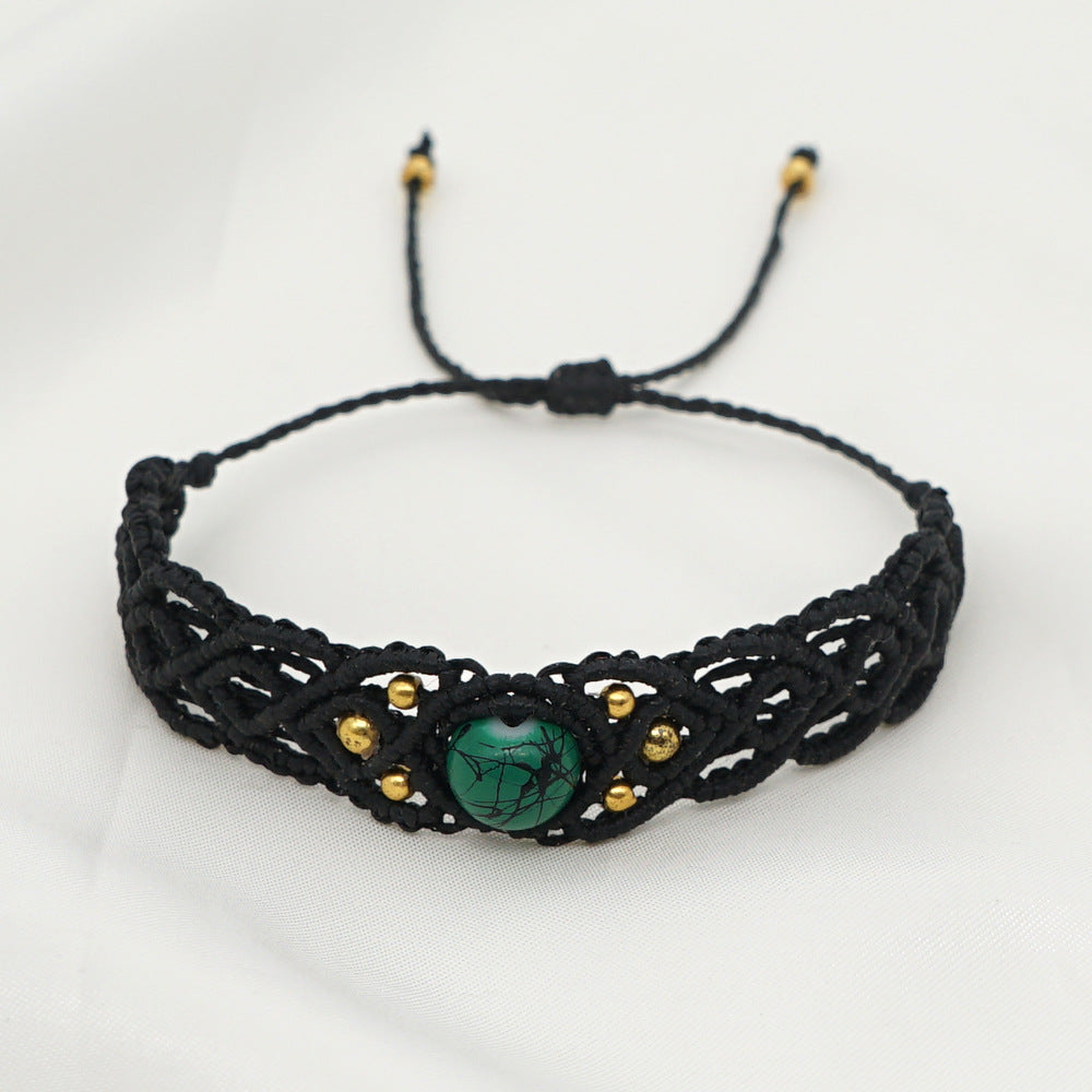 Ethnic Style Handmade Stone Beaded Macrame Bracelet