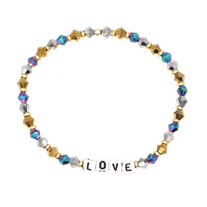 Bohemian Style Color Crystal Letter Beaded Small Bracelet