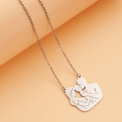 Stainless Steel Titanium Steel Simple Style Human Plating Pendant Necklace