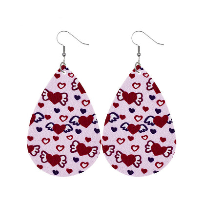 1 Pair Sweet Streetwear Heart Shape Pu Leather Drop Earrings