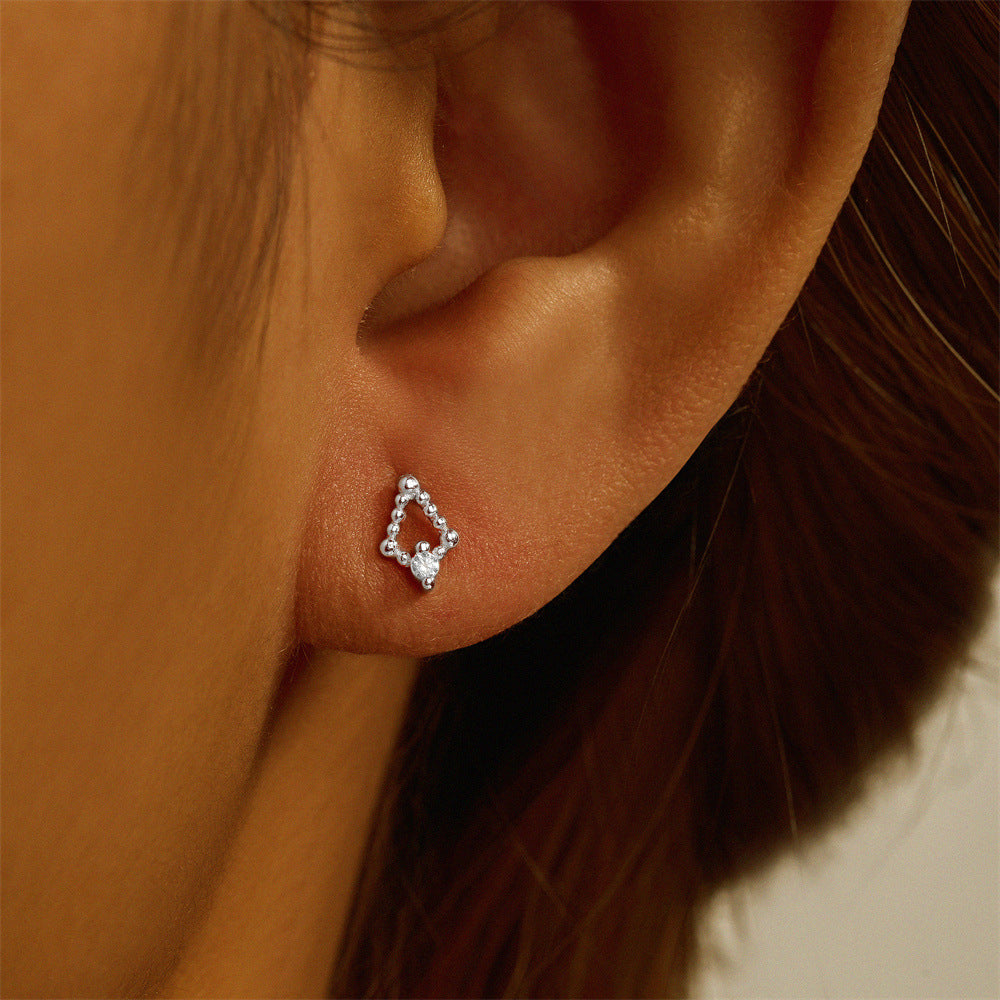 1 Piece Simple Style Geometric Plating Inlay Sterling Silver Opal Zircon Ear Studs