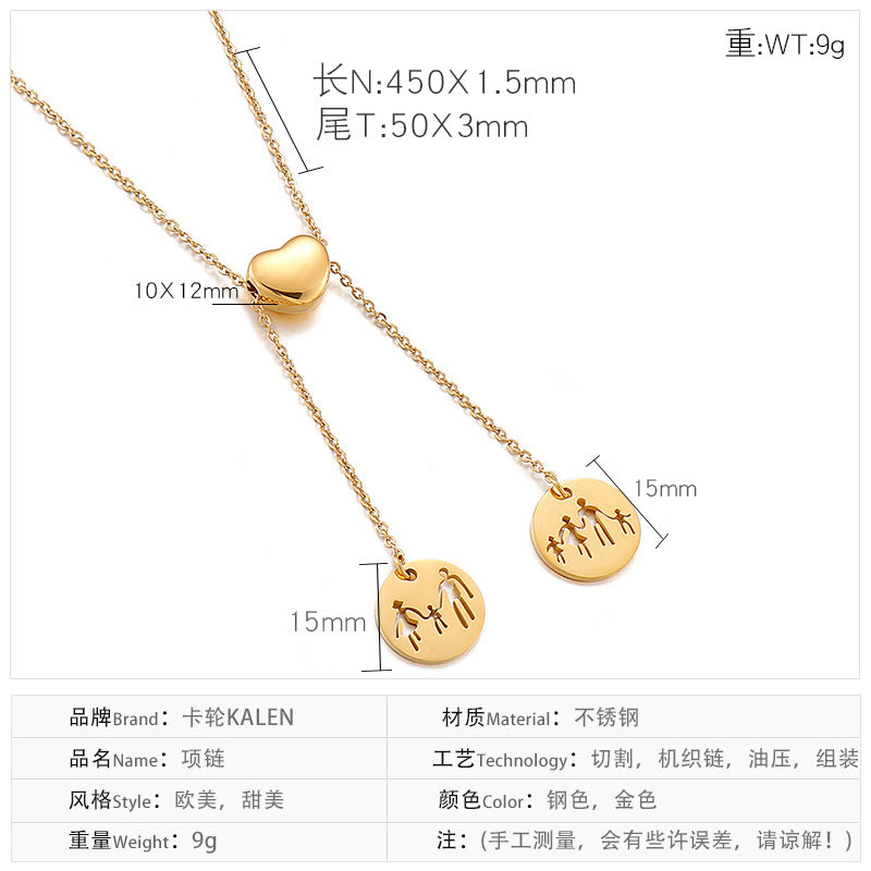 Fashion Heart-shaped Stainless Steel Necklace Wholesale