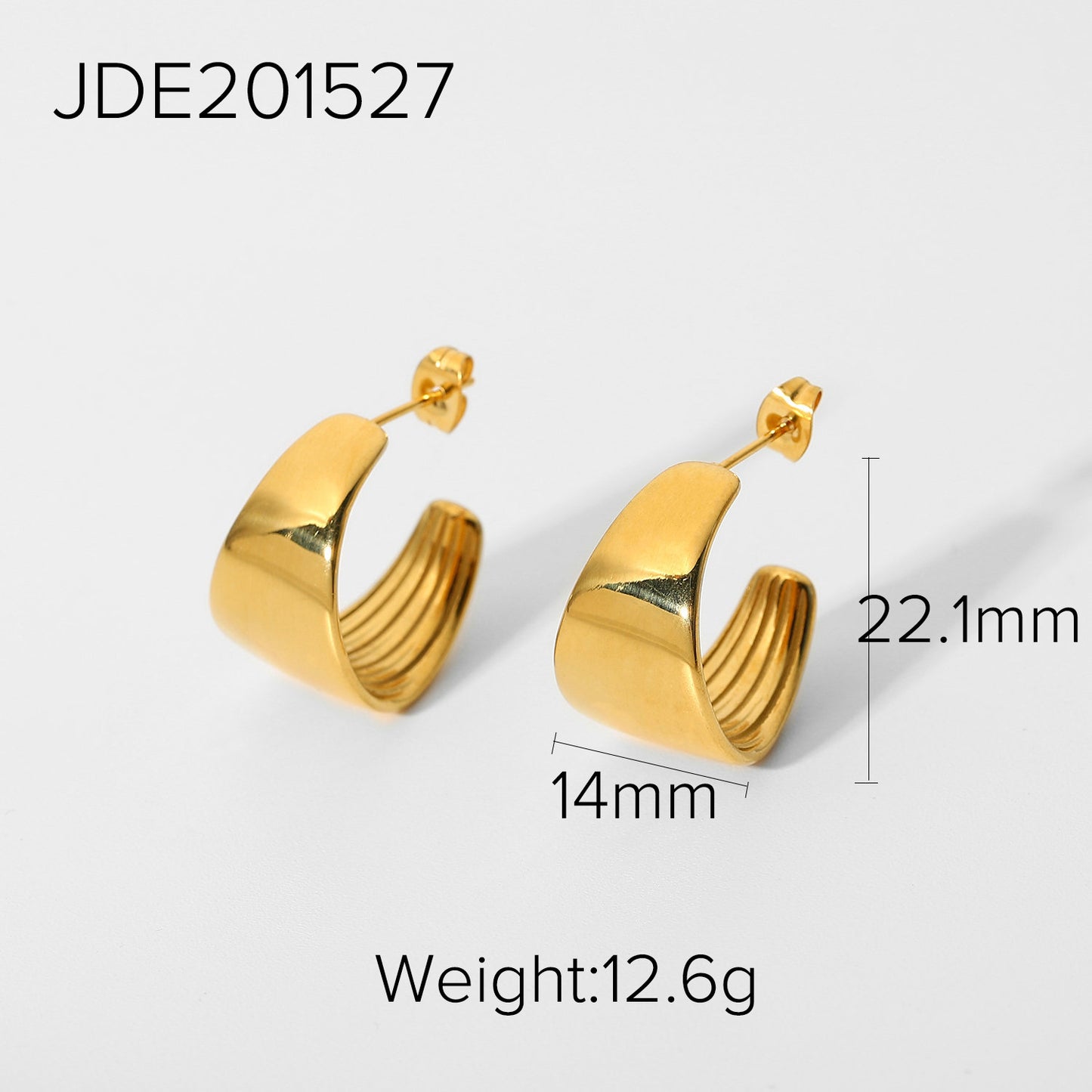 C Shape Plating Stainless Steel Gold Plated Earrings