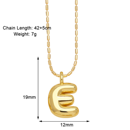 Copper Gold Plated Simple Style Letter Pendant Necklace