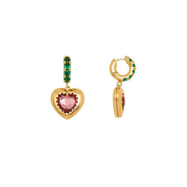 1 Pair Sweet Heart Shape Plating Inlay Copper Rhinestones Drop Earrings