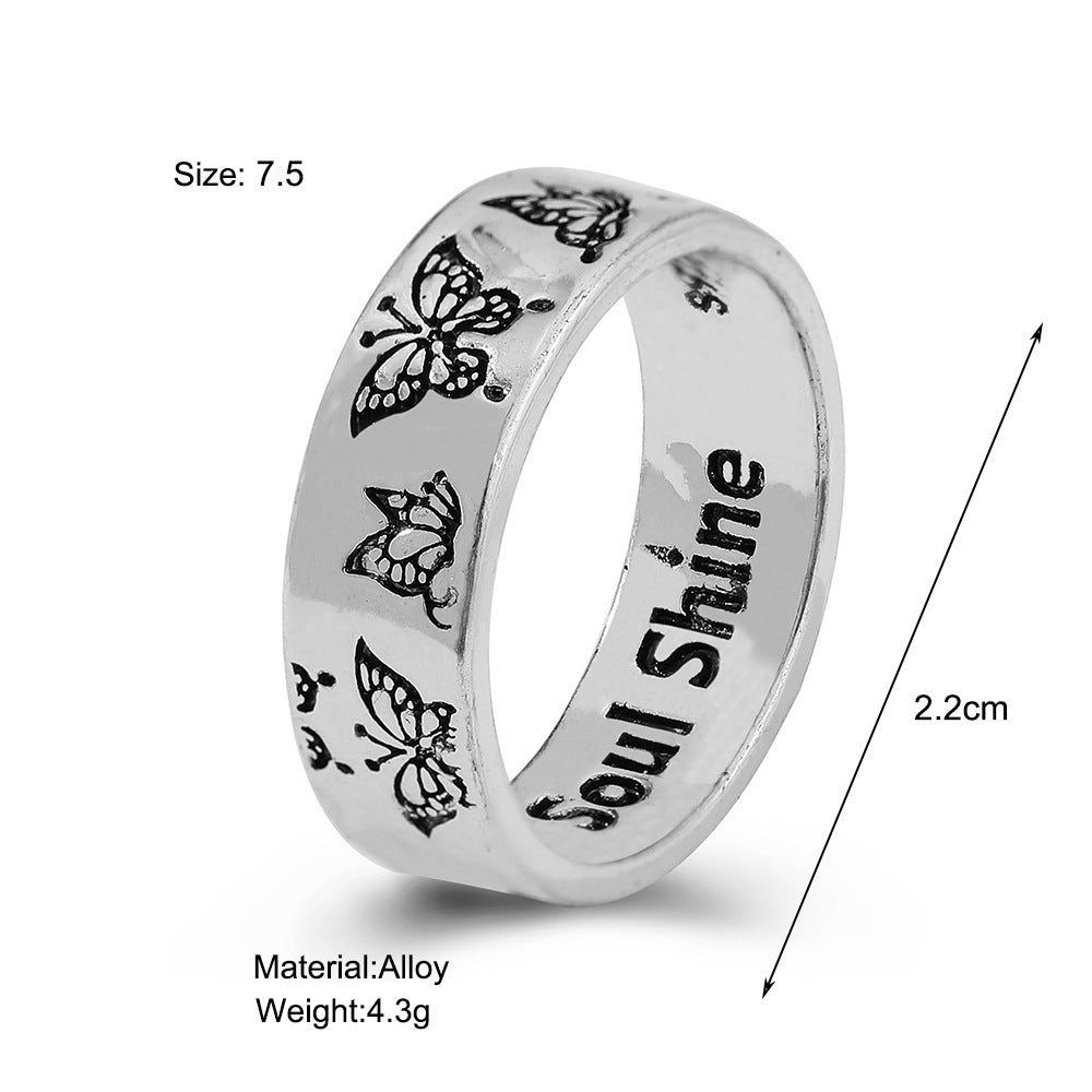 Vintage Engraving Dating Couple Ladies Magic Butterfly Ring