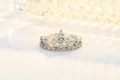 Romantic Crown Copper Plating Zircon Open Ring