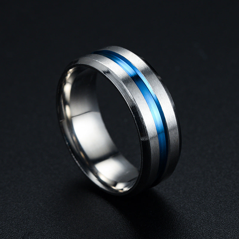 New Simple Titanium Steel Beveled Edge Slotted Color Ring Wholesale Gooddiy