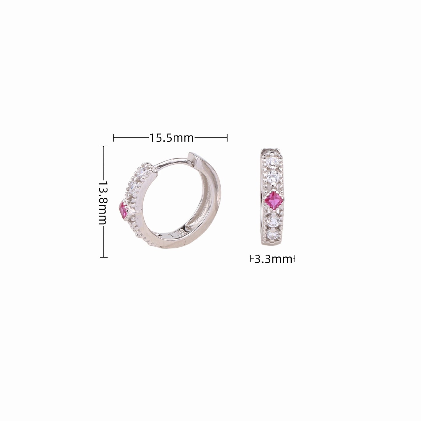 1 Pair Simple Style Round Rhombus Sterling Silver Inlay Zircon White Gold Plated Gold Plated Earrings