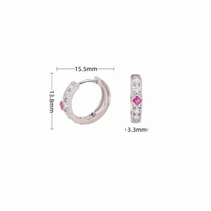 1 Pair Simple Style Round Rhombus Sterling Silver Inlay Zircon White Gold Plated Gold Plated Earrings