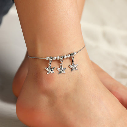 Simple Shell Starfish Diamond Anklet Wholesale