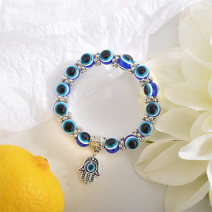 Retro Blue Eyes Palm Beads Pendant Bracelet Wholesale Gooddiy