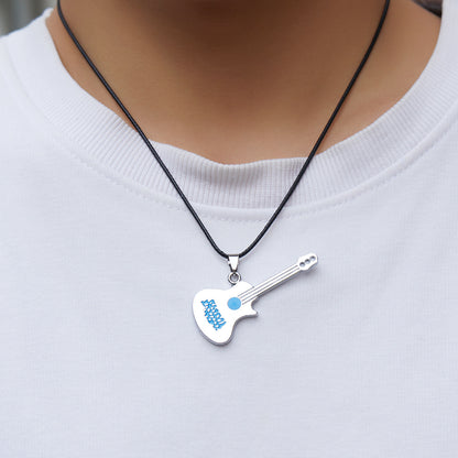 Casual Streetwear Guitar Stainless Steel Plating Pendant Necklace