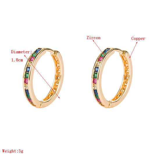 Diamond Colorful Small Circle Earrings