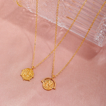 New Geometric Medal Pendant Creative Medal Constellation Fashion Sweater Chain