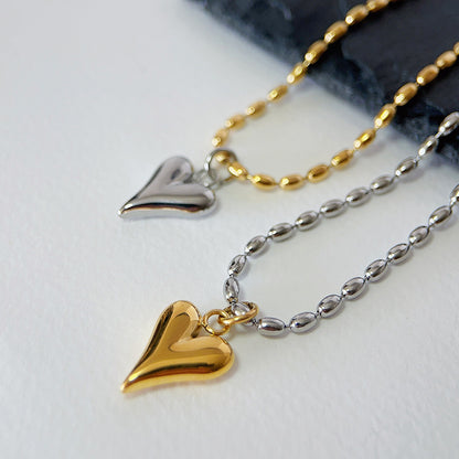 Titanium Steel 18K Gold Plated Simple Style Heart Shape Pendant Necklace