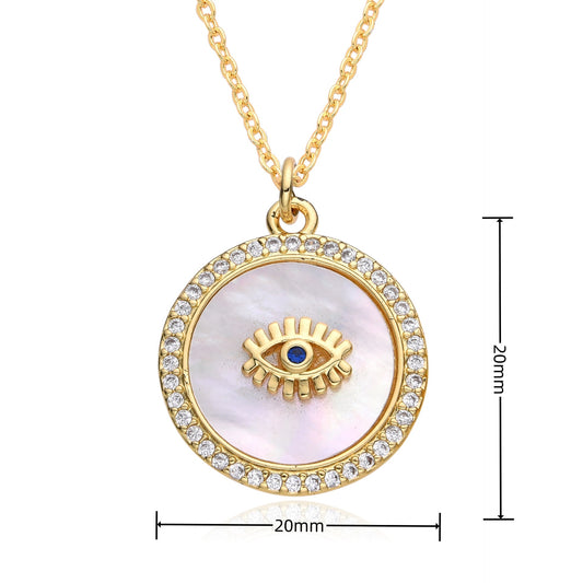 Copper Retro Classic Style Eye Plating Inlay Zircon Pendant Necklace