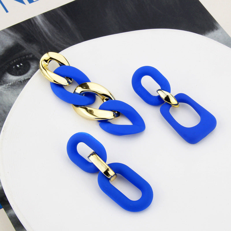 Klein Blue Earrings Korean Version Of Geometric Pendant Earrings