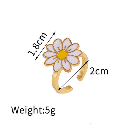 Cute Ice Cream Flower Butterfly Alloy Enamel Kid's Open Ring