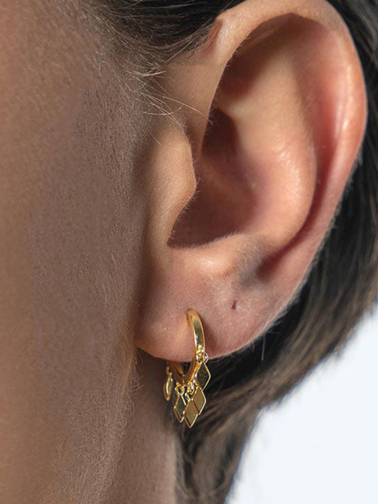 Fashion Geometric Tassel Women's Diamond-shaped Simple Fashion Stud Copper Earrings