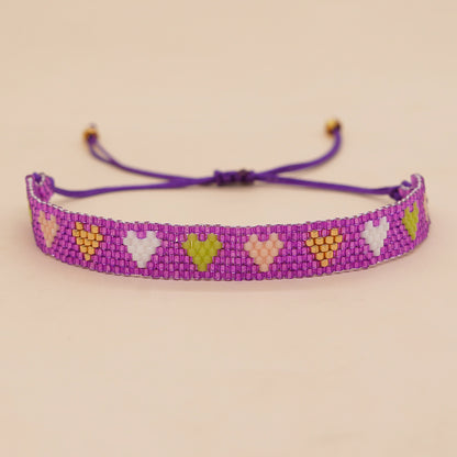 Simple Style Heart Shape Rhombus Glass Rope Irregular Knitting Women's Bracelets