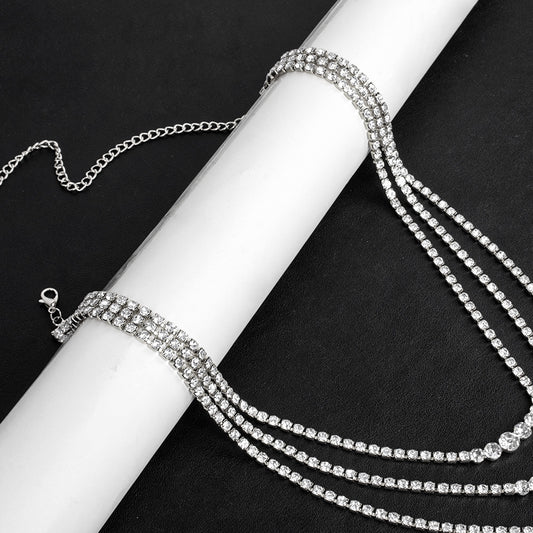 Exaggerated Geometric Rhinestone Plating Women's Layered Necklaces