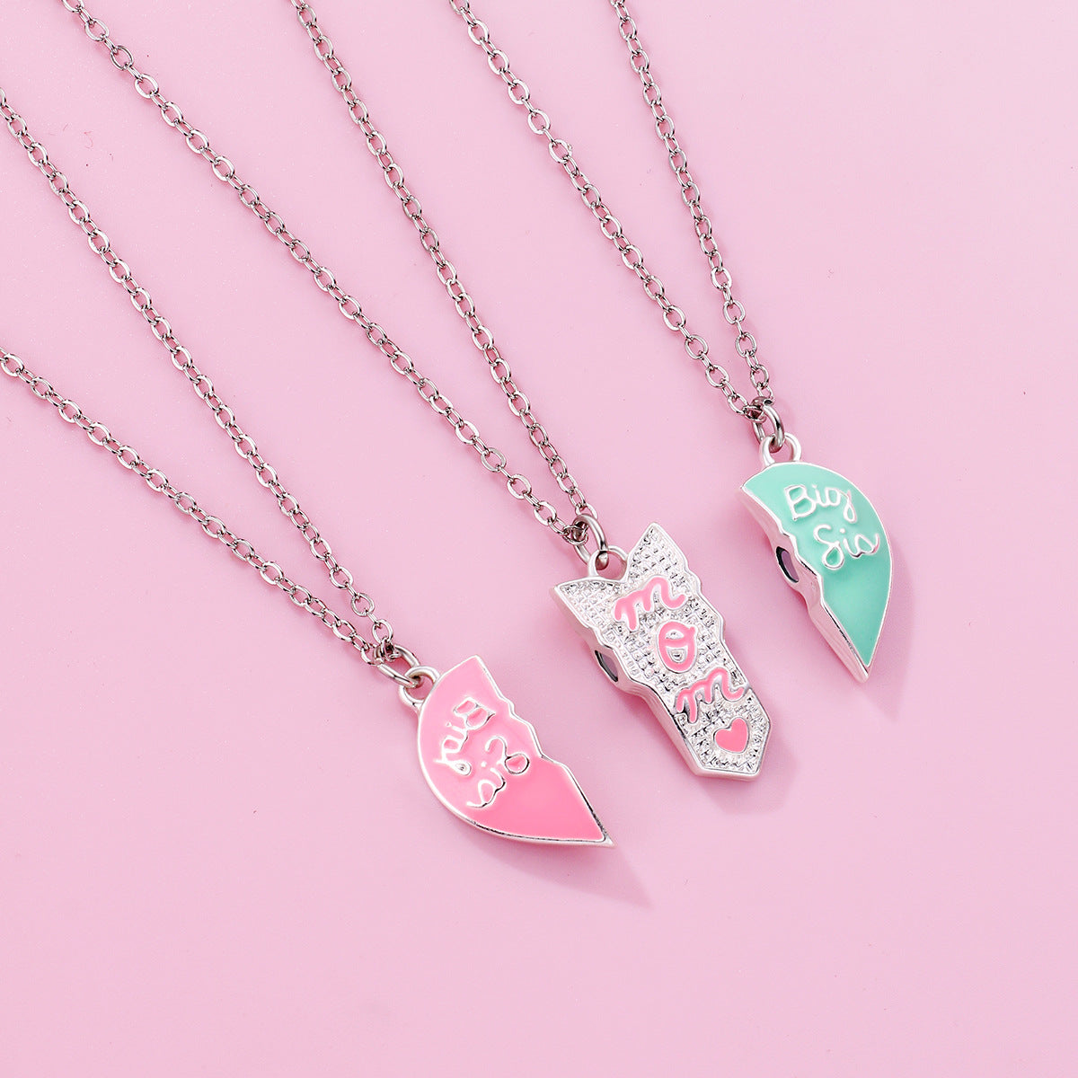 Cartoon Style Heart Shape Alloy Enamel Plating Mother's Day Mother&daughter Mother&son Pendant Necklace