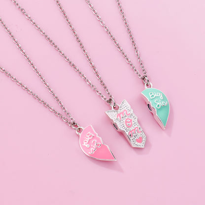 Cartoon Style Heart Shape Alloy Enamel Plating Mother's Day Mother&daughter Mother&son Pendant Necklace