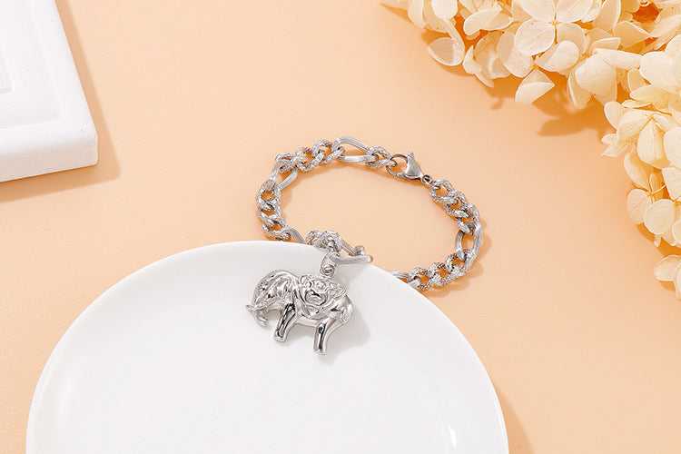 Stainless Steel Chain Elephant Tag Fashion Bracelet Wholesale Jewelry Gooddiy