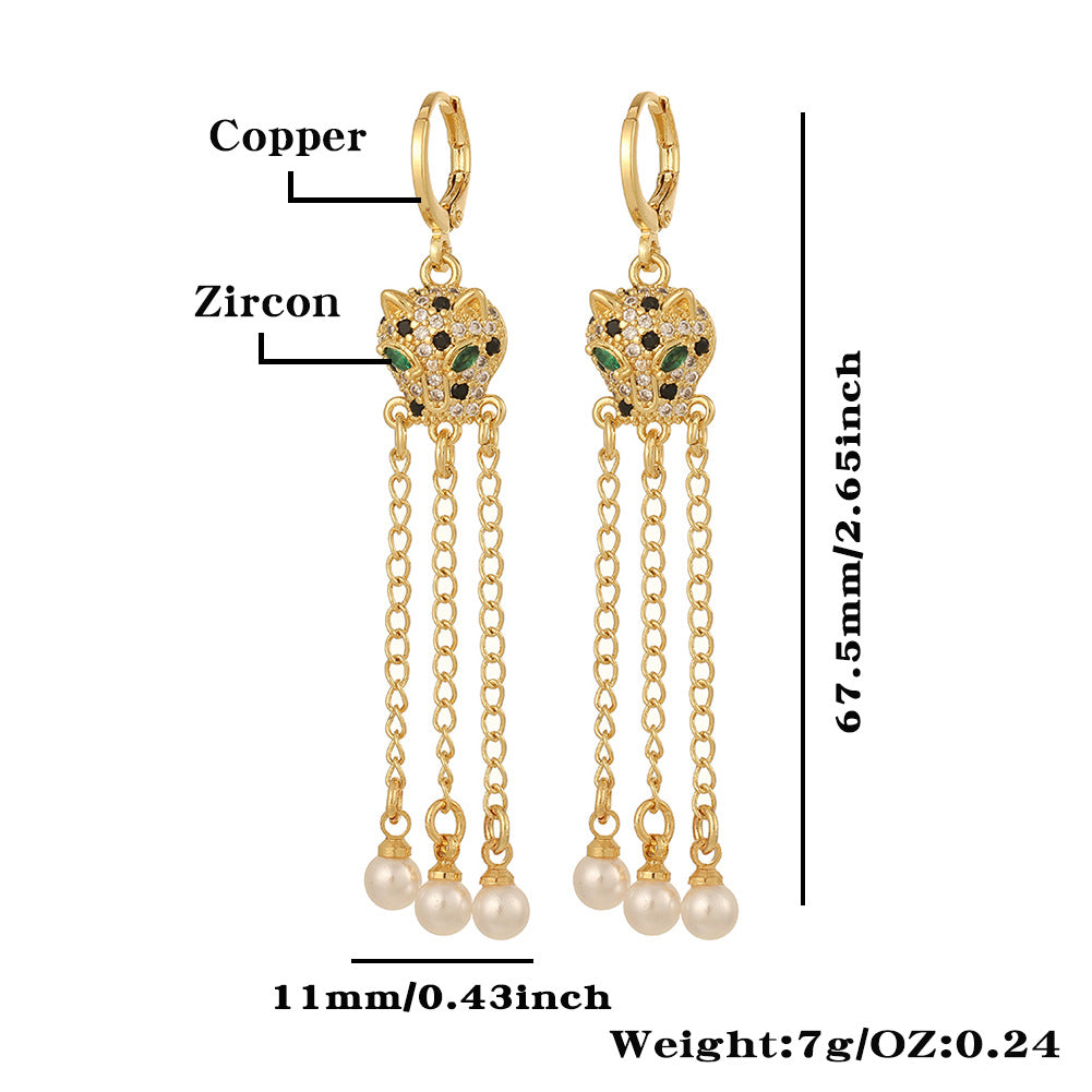 1 Pair IG Style Geometric Enamel Plating Inlay Copper Zircon Drop Earrings